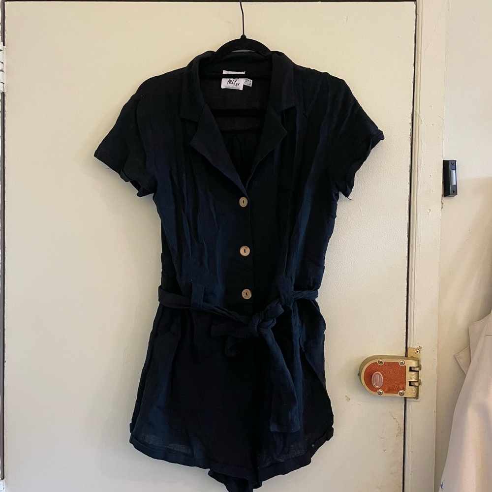 Princess Polly Black Button-Up Romper